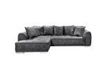 Mid.you , Anthrazit , Textil, Holzwerkstoff , seitenverkehrt montierbar, L-Form, Ottomane links , 319x194 cm ,