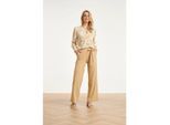 Smashed Lemon Wijde pantalon in comfortabele travelstof met strikceintuur