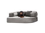 Tierlando SHARLEEN VISCO PLUS - Orthopädisches Hundesofa mit kuscheligem Teddystoff grau/ grau 1,2 m, 40 cm, 90 cm