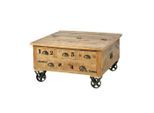 Mid.you , Naturfarben , Holz , Mangoholz , massiv , 5 Schublade(n) Schubladen , quadratisch , 90x47x90 cm , Stauraum ,