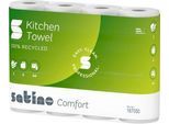 Satino Küchenrollen Comfort, 2-lagig, mit Prägung, L 14 m x B 220 mm, 100 % Recycling-Papier, hochweiß, 4 x 64 Blatt