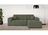 Ecksofa OTTO HOME "CASSY L-Form, Schlafsofa mit Bettkasten, Maße B/T/H: 245/165/88 cm", grün (dunkelgrün), B:244,5cm H:88cm T:164,5cm, 94% Polyester, 6% Nylon, Sofas, Ecksofa, mit 2 Rückenkissen, Recamiere rechts oder links bestellbar