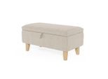Livingandhome Polsterhocker, Beige, Holz, Rechteckig, 71x34x37 cm, Wohnzimmer, Hocker
