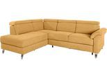 Ecksofa SIT & MORE "Arngast L-Form", gelb (senf), B:245cm H:84cm T:194cm, Sofas, Ecksofa, inklusive Kopfteilverstellung und Federkern
