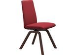 Polsterstuhl STRESSLESS "Laurel", rot (berry rot dinamica, walnuss), B:49cm H:92cm T:59cm, Microfaser DINAMICA (88% Polyester, 12% Polyurethan), Stühle, Polsterstuhl, Low Back, Größe M, mit schräggestellten Beinen in Walnuss
