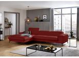 Ecksofa W.SCHILLIG "piedroo, Designsofa mit tollem Sitzkomfort, bequem, L-Form", rot (ruby rot z59), B:343cm H:70cm T:193cm, Longlife Xtra-Leder Z59: Glattleder mit modischer Prägung. Hautstärke 0, 9 - 1, 1 mm, Sofas, Ecksofa, Kopfteilverstellung, wahlweise mit Sitztiefenverstellung, Breite 343cm