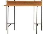 Schreibtisch MÖBILIA "Knur", schwarz (schwarz, schwarz, akazie, dekor), B:120cm H:85,5cm T:46cm, Tische, Schreibtisch, Arbeitsplatte Akazie Dekor, geeignet für das Home office, Laptoptisch