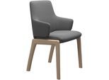 Polsterstuhl STRESSLESS "Laurel", grau (dunkelgrau dinamica, walnuss), B:58cm H:92cm T:59cm, Microfaser DINAMICA (88% Polyester, 12% Polyurethan), Stühle, Polsterstuhl, Low Back mit Armlehne, Größe L, mit abgerundeten Beinen in Walnuss