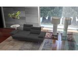 3-Sitzer CALIA ITALIA "Toby Wing, 208 cm breit, Designsofa mit hohem Sitzkomfort", grau (grigio scuro bull), B:208cm H:90cm T:113cm, Leder BULL (100% Leder), Sofas, 3-Sitzer, inklusive Sitztiefenverstellung, Füße in Chrom glänzend