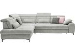 Ecksofa, grau (famosa alu), SET ONE BY MUSTERRING, Sofas, B/H/T: 317cm x 86cm x 220cm, Flachgewebe, Armlehne rechts, Sitztiefenverstellung,ohne Kopfteilverstellung,Ohne Bettfunktion,Ohne Schubkasten, 100% Polyester, Ecksofa, Kaltschaumpolsterung, Flachgewebe, whlw. mit Funktionen, Sitzhöhe 49, B:317cm H:86cm T:220cm