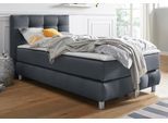 Boxspringbett HOME AFFAIRE "Salo", grau (anthrazit), B:104cm L:211cm, Struktur (100% Polyester);Bezug der Spiegelfläche Matratzendrell aus 100% Polyester;Samtoptik (100% Polyester), Komplettbetten, Boxspringbett, incl. Topper, 6 Breiten, 2 Härtegrade, TFK auch in Härtegrad 4