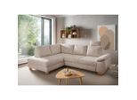 Livetastic , Creme , Textil , Uni , 265x206 cm , Made in EU , Liegefunktion, Rücken echt, Armteil rechts ,