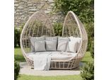 Ambia Garden Sonneninsel , Beige , Metall, Kunststoff, Textil , Füllung: Schaumstoff , 218x175x168 cm , grosse Liegefläche , Gartenmöbel, Loungemöbel, Sonneninsel