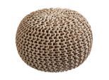 Linea Natura Pouf, Beige, Textil, Uni, Füllung: Styroporkugeln, 55x55x35 cm, AZO-frei, Indoor, Wohnzimmer, Hocker, Poufs