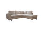 Mid.you , Beige , Textil , Ottomane rechts, L-Form , 237x197 cm , Made in EU , Liegefunktion, Rücken echt ,