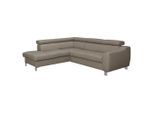Livetastic , Taupe , Leder, Textil , Echtleder , Rindleder , Ottomane links, L-Form , 245x208 cm , Made in EU , Bettkasten erhältlich, Lederauswahl, Bettfunktion erhältlich, Rücken echt ,