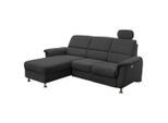 Livetastic , Schwarz , Textil , Uni , Ottomane links, L-Form , 231x165 cm , Made in EU , Herz-Waage-Funktion, USB-C-Anschluss ,