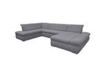 Mid.you , Dunkelgrau , Textil , Uni , U-Form , 353x216 cm , Made in EU, FSC MIX , Schlafen auf Sitzhöhe, Hocker erhältlich ,
