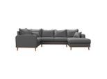 P & B , Grau , Textil , Buche , Füllung: Schaumstoffflocken,Schaumstoffflocken , U-Form , 296x170 cm , Fsc, Made in EU , Armteil links, Armteil rechts ,