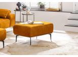 Polsterhocker W.SCHILLIG "run", gelb (brandy s37), B:75cm H:46cm T:60cm, Stoff S37 (100% Polyester);ROHLEDER Chenille-Flachgewebe Q2 W77 (68% Polyacryl, 32% Polyester);Stoff S37 (100% Polyester), Hocker, Polsterhocker, mit Holzsockel, Füße in Schwarz pulverbeschichtet, Breite 75 cm