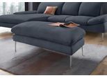 Hocker W.SCHILLIG "enjoy&MORE", blau (marine r66), B:106cm H:45cm T:71cm, Chenille-Flachgewebe R66 (85% Polyester, 15% Nylon);Longlife Xtra-Leder Z59: Glattleder mit modischer Prägung. Hautstärke 0, 9 - 1, 1 mm;Stoff S37 (100% Polyester), Hocker, Hocker, Füße Chrom glänzend, Breite 106 cm