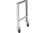 Schäfer Shop Select Werkbankfuss WFH707L, höhenverstellbar, T 665 x H 641-853 mm, mit Rollen, lichtgrau RAL 7035