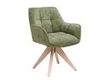Livetastic Armlehnstuhl, Grün, Eiche, Holz, Textil, Eiche, massiv, Drehkreuz, 64x85x62 cm, Sitzfläche 360° drehbar, Esszimmer, Stühle, Esszimmerstühle, Armlehnenstühle