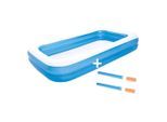 Bestway Planschbecken, Blau, Weiß, Kunststoff, 4-Sitzer, Füllung: Luftkern, Rechteckig, 305x46x183 cm, Freizeit, Pools und Wasserspaß, Pools
