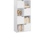 Woltu Bücherregal, Weiß, Holzwerkstoff, 6 Fächer, Rechteckig, 60x120x30 cm, Wohnzimmer, Regale, Bücherregale