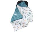 Wohndecke TUPTAM "Einschlagdecke Baby Winter Einschlagdecke für Babyschale Wattiert", Baby, grün (füchse, flugzeuge, ballons, smaragdgrün), Obermaterial: 100% Polyester PES., Wohndecken Wohndecke