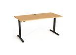 STIER Schreibtisch 501-20 elektrisch höhenverstellbar 160 x 80 cm Buche Schwarz (907739)
