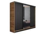Kier Furniture Schiebetürenschrank, Honigeiche, Graphit, Holzwerkstoff, 200x205x59 cm, Schlafzimmer, Kleiderschränke, Schwebetürenschränke