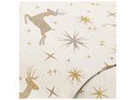 Jacquard "Weihnachtliche Hirsche", natur/gold