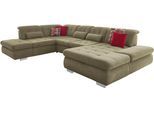 Wohnlandschaft DIE PLANBAR "MP-IN17004 U-Form, Breite 382 cm, mit Kaltschaum-Polsterung", grau (olive), B:382cm H:84cm T:260cm, 100% Polyester, Sofas, Wohnlandschaft, inkl. Sitztiefenverstellung, weitere Funktion wählbar