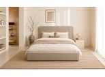 Polsterbett "ELIRA mit/ohne Bettkasten, mit/ohne Matratze, Breite 120/140/160/180cm", beige, B:152cm H:102,5cm L:219cm, 100% Polyester, LEGER HOME BY LENA GERCKE, Betten, Polsterbett, Bonnell-/Taschenfederkernmatratze (H2, H3, H4), mit/ohne Lattenrost