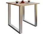 Mid.you , Silberfarben, Sonoma Eiche , Holzwerkstoff, Metall , quadratisch , 80 cm ,