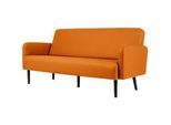 Dreisitzer Sofa meet by Paperflow LISBOA, desinfektionsmittelbeständiger Kunstlederbezug orange, Fussgestell schwarz, B 1760 x T 550 x H 430 mm