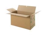 Umzugskarton, 2-wellig, bis 40 kg, Beschriftungsfeld, Doppelgriff-System, Schmetterlingsboden, L 603 x B 295 x H 317 mm, FSC®, braun