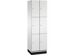 C+P Schliessfachschrank Cambio, 2 Abteile, 6 Fächer, mit Sockel, B 600 x T 525 x H 1980 mm, lichtgrau