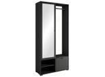 P & B Garderobe , Schwarz , Holzwerkstoff , 90x190x33 cm , FSC , Garderobe, Garderobensets & -serien, Garderoben-Set