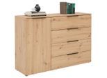 Xora Sideboard, Eiche, Holzwerkstoff, 2 Fächer, 4 Schublade(n) Schubladen, 135.9x92.9x42 cm, in verschiedenen Größen erhältlich, stehend, Wohnzimmer, Kommoden & Sideboards, Sideboards