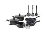 Homeware Profession. Kochtopfset, Schwarz, Metall, Kunststoff, Glas, 8-teilig, 20 cm,24 cm,16 cm, 1.3/2.6/4.6/1.1/2.6L L,2.6 L,4.6 L,1.3 L, rund, Lfgb, Kochen, Töpfe, Topfsets