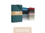 Spannbettlaken OTTO HOME "BLACKBERRY in PREMIUM und BASIC Qualität, 100% Baumwolle", grün (petrol), B:70cm L:140cm, Jersey (160 g/m²), Obermaterial: 100% Baumwolle, Bettlaken, Spannbettlaken, für hohe Matratzen bis 28 cm, Bettlaken, Spannbetttuch, Boxspring