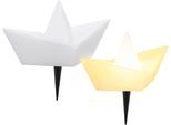 LED Solarleuchte OTTO HOME "Quirrell, 2er Set LED-Solar Schiff", weiß, 2 Stk., Leuchten, mit Erdspießen