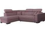 Ecksofa HOME AFFAIRE "Tulio bequem, bewährte Wellenunterfederung, Breite 267cm, L-Form", rot (wine), B:267cm H:95cm T:198cm, Struktur fein (100% Polyester);Struktur (100% Polyester);Samtstruktur (100% Polyester), Sofas, Ecksofa, wahlweise mit Bettfunktion und Bettkasten, incl. 3 Zierkissen