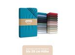 Spannbettlaken OTTO HOME "BLACKBERRY in PREMIUM und BASIC Qualität, 100% Baumwolle", blau (türkis), B:140cm L:200cm, Jersey (160 g/m²), Obermaterial: 100% Baumwolle, Bettlaken, Spannbettlaken, für hohe Matratzen bis 28 cm, Bettlaken, Spannbetttuch, Boxspring