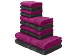 Handtuch Set OTTO HOME "Vanessa, 10-tlg Handtuch-Set, weich, in Standard- und Premium-Qualität", rot (beere anthrazit), 10 tlg., Standard (420g/m²), Walkfrottee, Walkfrottee, Obermaterial: 100% Baumwolle, Handtuch-Sets, Handtuch Set, 100% Baumwolle, Duschtücher, Handtücher, Gästetücher, mit Bordüre
