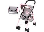 Puppenbuggy BAYER, schmetterling grau, rosa, Puppenwagen, KinderB:26,5cm H:52,5cm T:42,5cm, Kunststoff, Polyester, Stahl, Puppenbuggy, mit Tasche, B:26,5cm H:52,5cm T:42,5cm