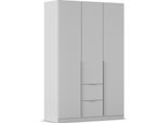 Drehtürenschrank OTTO HOME "Kleiderschrank Schrank Garderobe AGORDO mit Dekor- oder Hochglanzfront", grau (seidengrau), Schränke, B/H/T: 136cm x 210cm x 54cm, Griffe Alufarben, Holzwerkstoff, Drehtürenschrank, mit Außenschubkästen, Serie in 7 Breiten und 2 Höhen MADE IN GERMANY, B:136cm H:210cm T:54cm