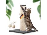 Rohrschneider ® Kratzbaum XL, extra dicke Kratzsäule Ø 12 cm, mit Spielzeug, Bodenplatte mit Cordbezug dunkelgrau 40 cm, 40 cm, 54 cm